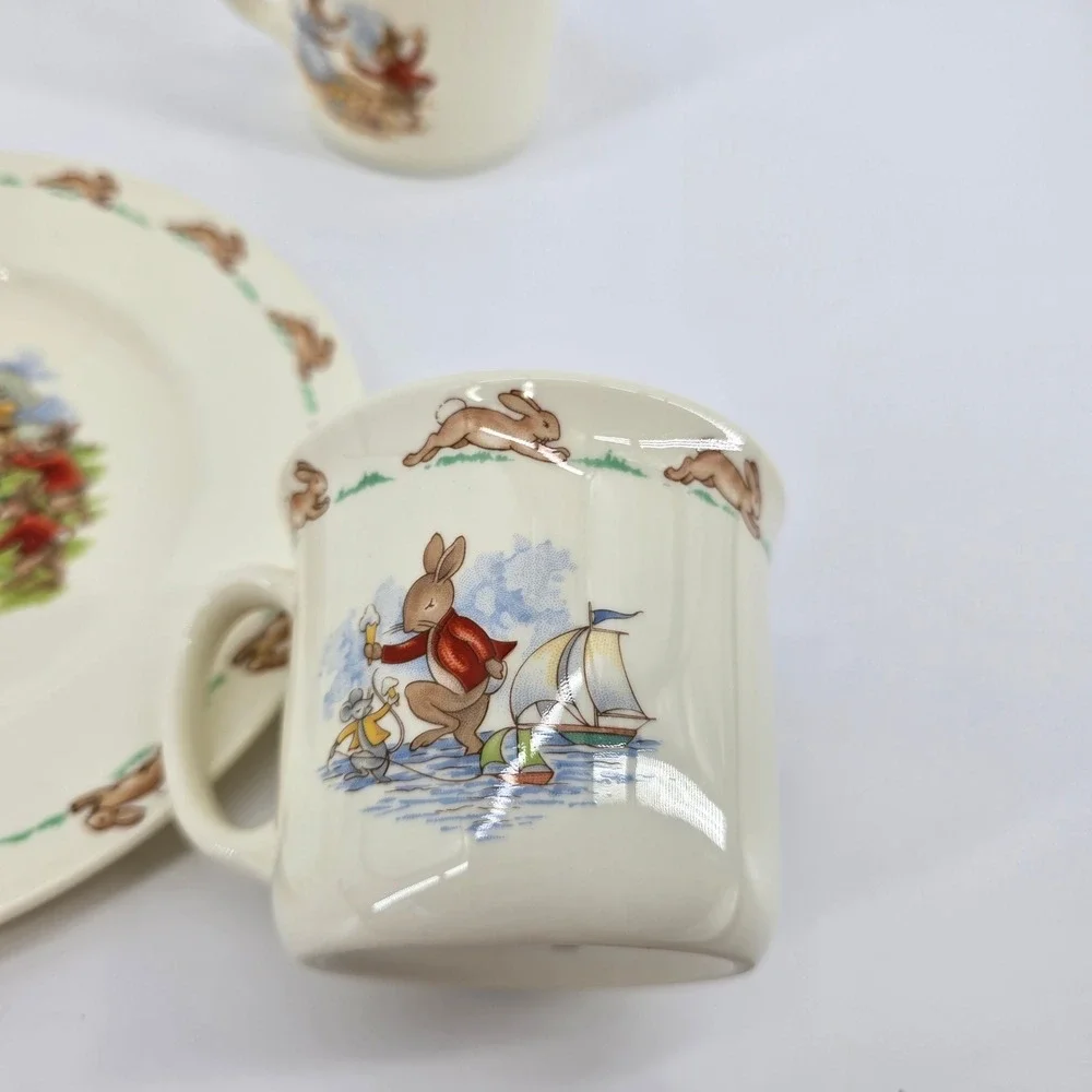 Royal Doulton Bunnykins Dinnerware Set Kids 4pc Bone‎ China Mugs Plate Bowl